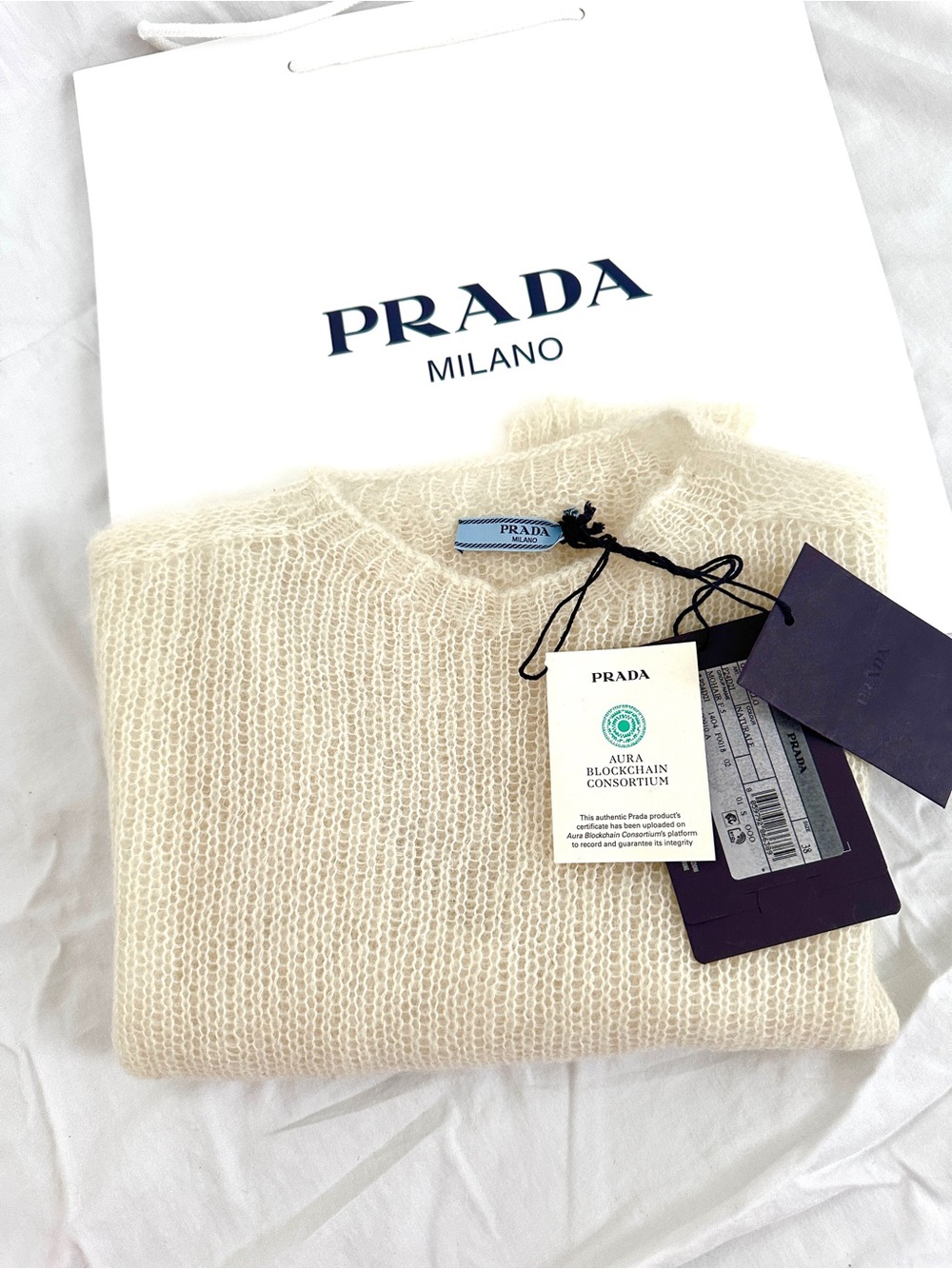 Prada Mohair crew-neck sweater in the color "Naturale" Size 38